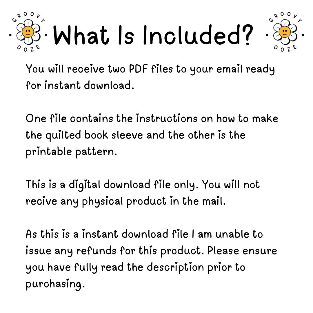 Quilted & Ruffled Book Sleeve Sewing Pattern - PDF Download