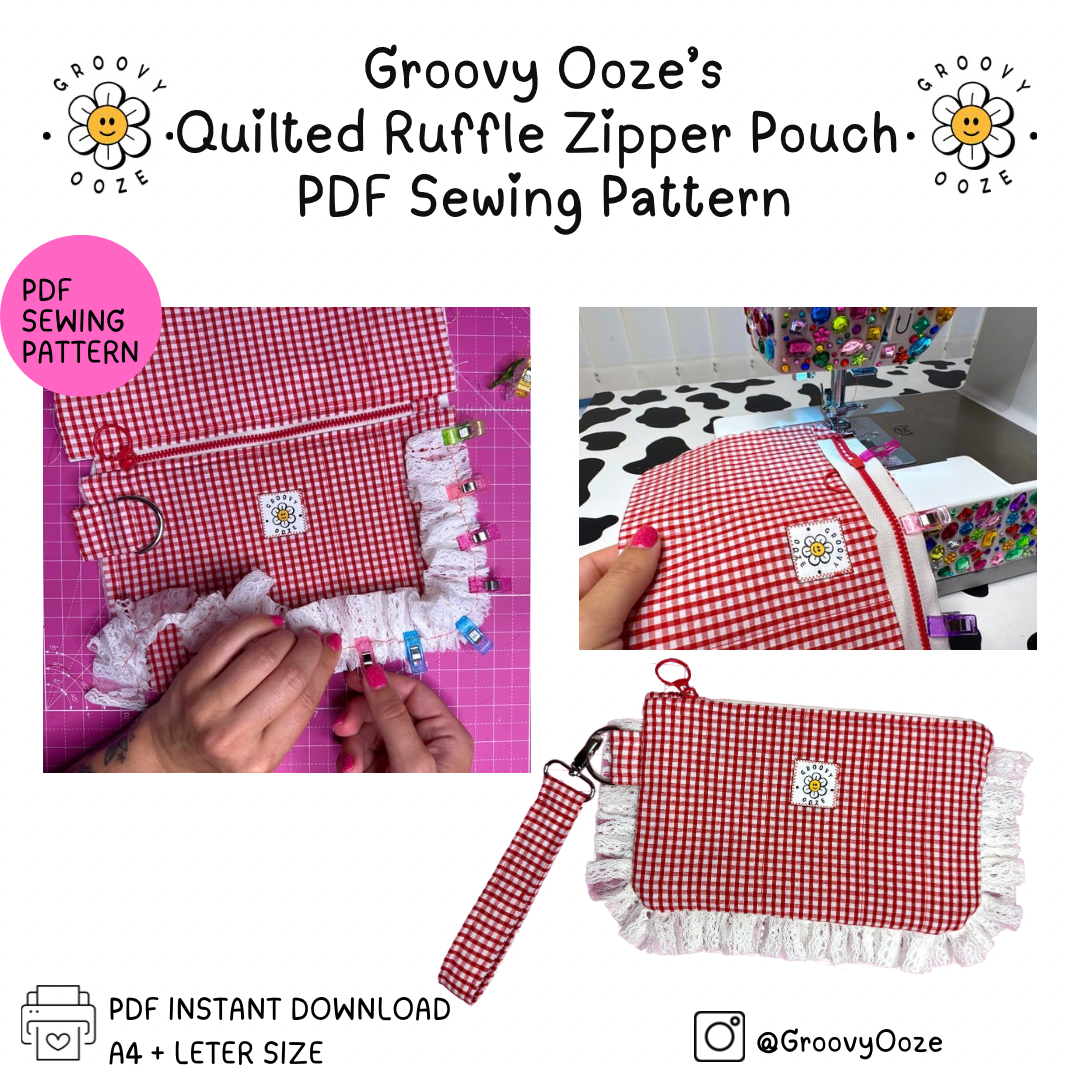 【Kleesier】25ss Momo ruffle pouch PASTEL FLORAL & BOWS LARGE RUFFLE ZIPPERED POUCH – Little