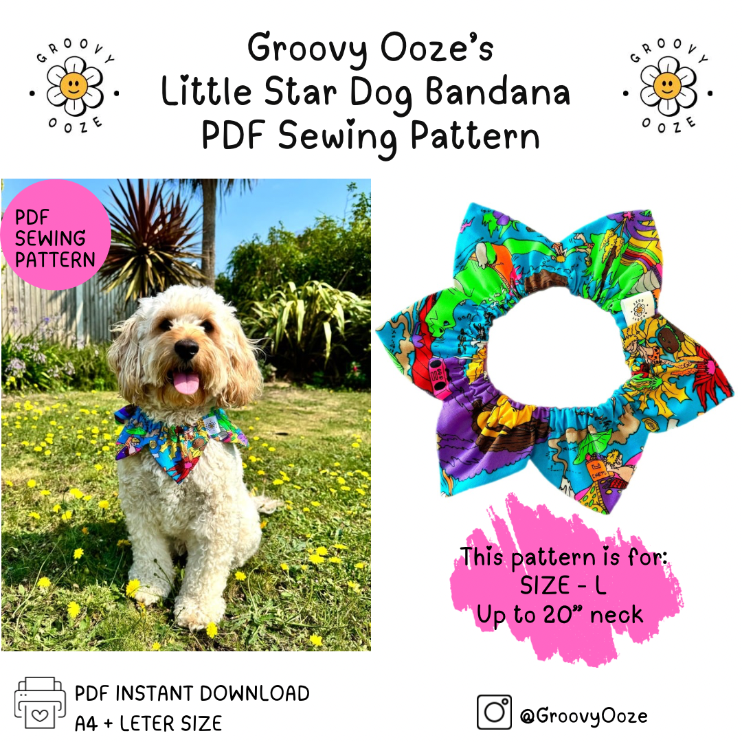 Little Star Pet Bandana PDF Sewing Pattern SIZE L