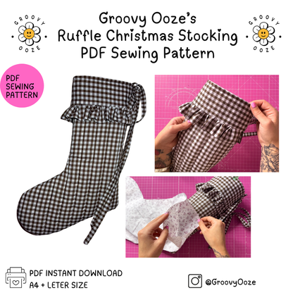 DIY Ruffle Christmas Stocking Sewing Pattern