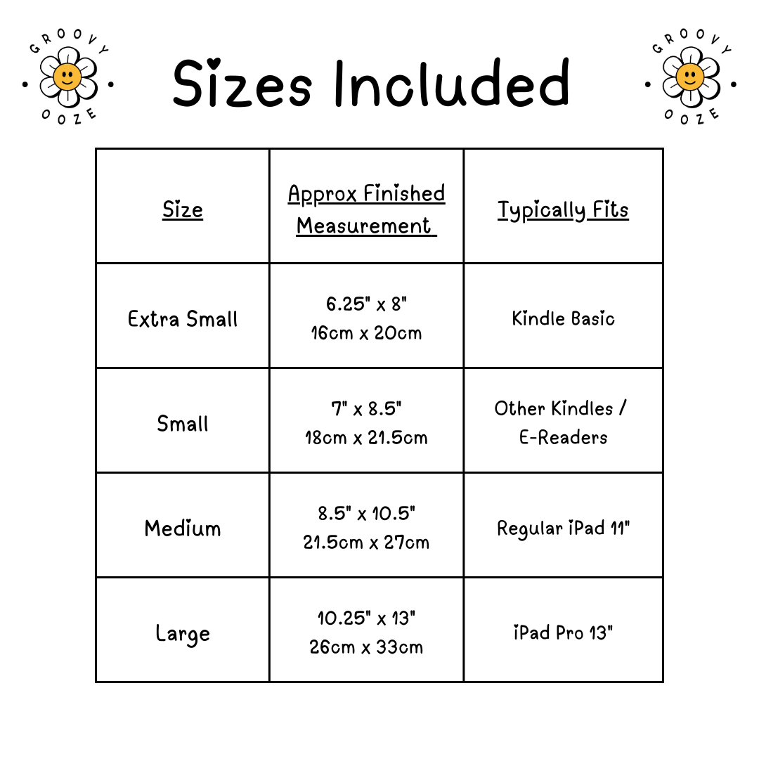 Zipper Pouch PDF Sewing Pattern - 4 Sizes Multiple Styles - For Kindles / E-Readers / iPads / Books