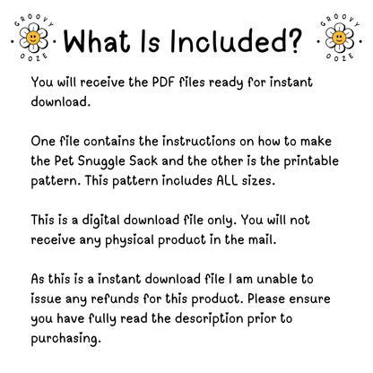 Pet Snuggle Sack PDF Sewing Pattern