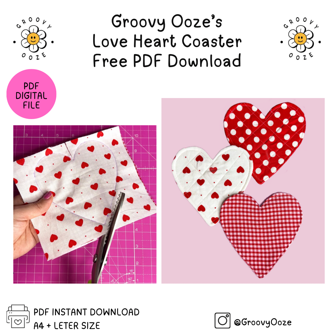 DIY Love Heart Coaster Sewing Pattern - FREE PDF Download